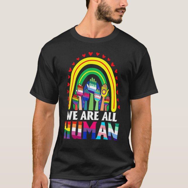 Camiseta Todos Somos Orgulho Humano Ally Rainbow Flag Gay P (Frente)