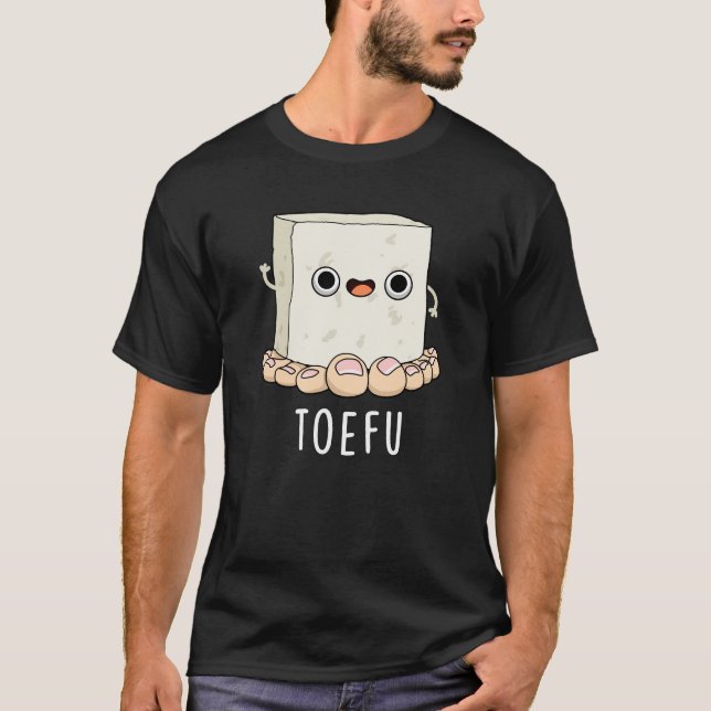 Camiseta Toe-fu Engraçado Tofu Pun Dark BG (Frente)