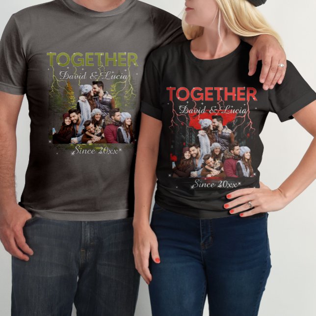 Camiseta Together Since Bootleg Retro Style Custom Photo  (Criador carregado)