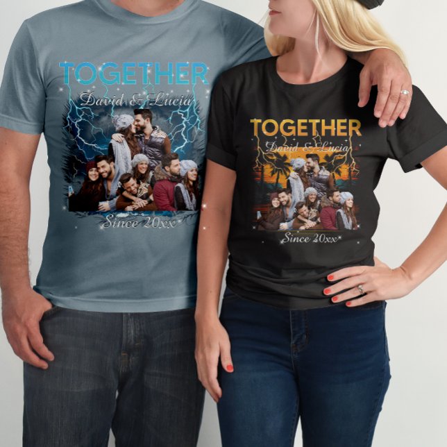 Camiseta Together Since Bootleg Retro Style Custom Photo  (Criador carregado)