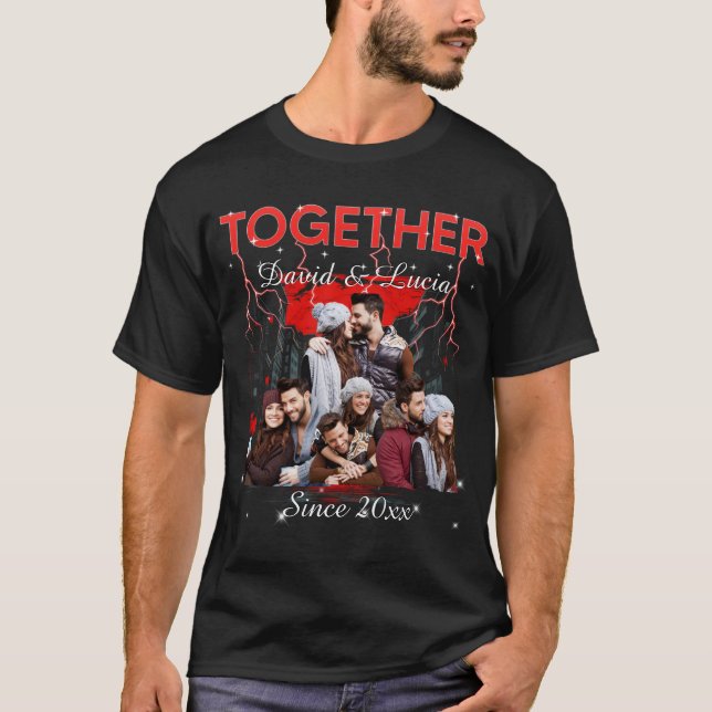 Camiseta Together Since Bootleg Retro Style Custom Photo  (Frente)
