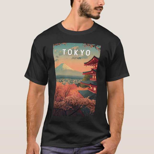 Camiseta Tokyo Japan Travel Art Vintage (Frente)