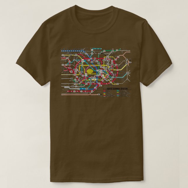Camiseta Tokyo Subway Map -  Map of the Tokyo Subway System (Frente do Design)