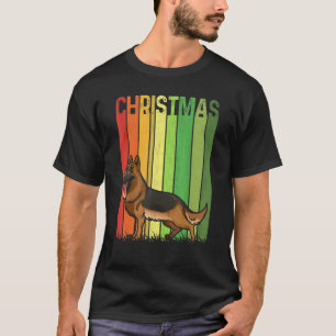 Camiseta Toldo de Natal Retro Pastor Alemão Cachorro Fofo G