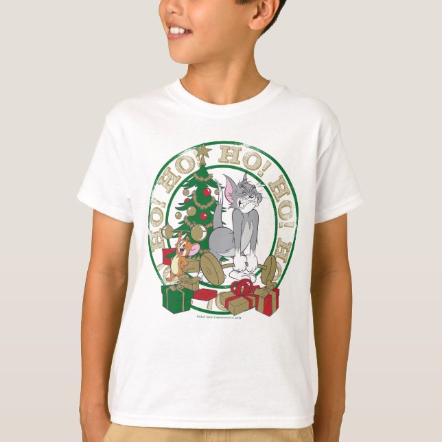 Camiseta Tom e Jerry Abrindo Presentes (Frente)