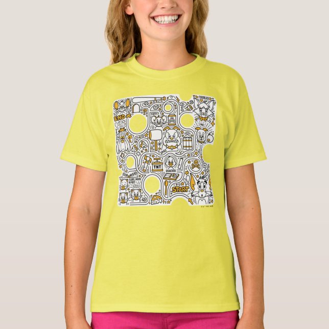 Camiseta Tom e Jerry Doodle Art (Frente)