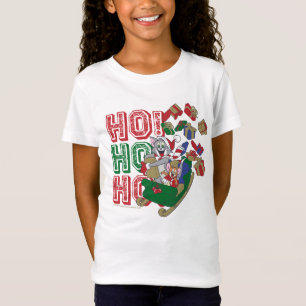Camiseta Tom e Jerry Entregando Presentes Em Uma Altura