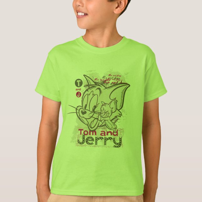 Camiseta Tom e Jerry Rosa e Verde (Frente)