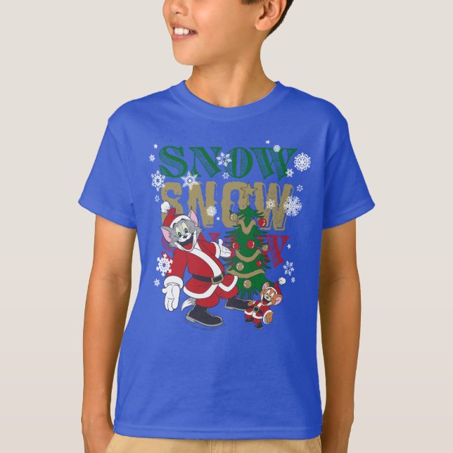 Camiseta Tom e Jerry Santas Pela Árvore (Frente)