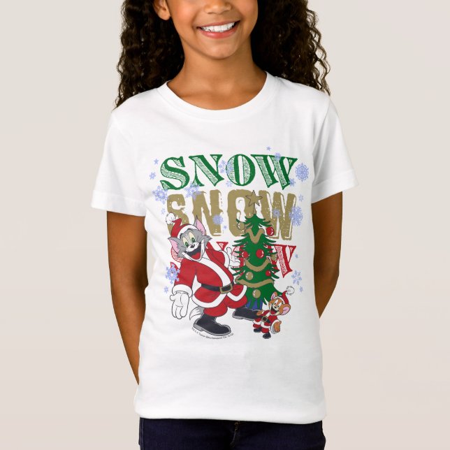 Camiseta Tom e Jerry Santas Pela Árvore (Frente)