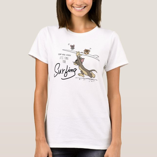 Camiseta Tom & Jerry "É hora de surfar" (Frente)