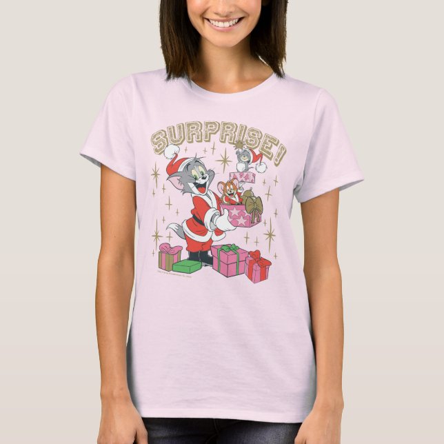 Camiseta Tom, Jerry e Nibbles Surpresa de Férias (Frente)