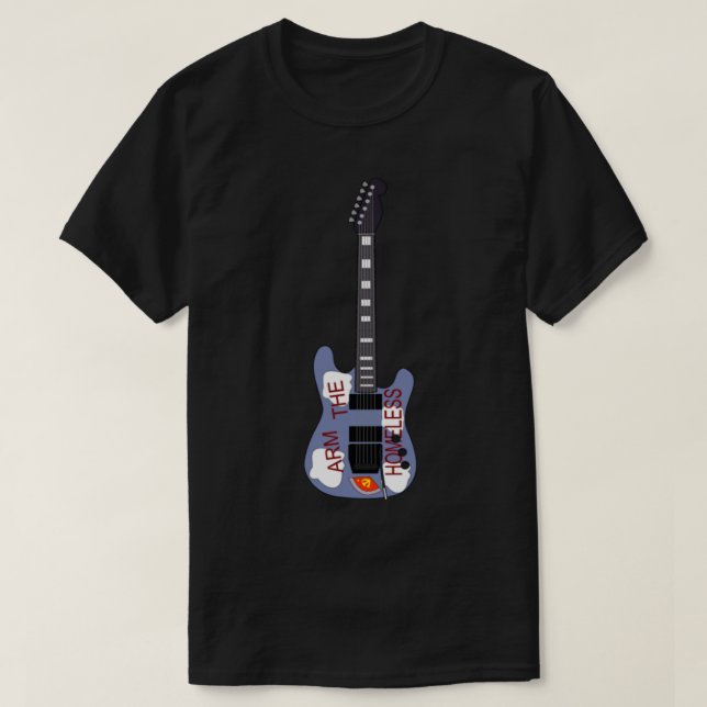 Camiseta Tom Morello Arm o Adesivo de Violão Sem-Abrigo1 (Frente do Design)