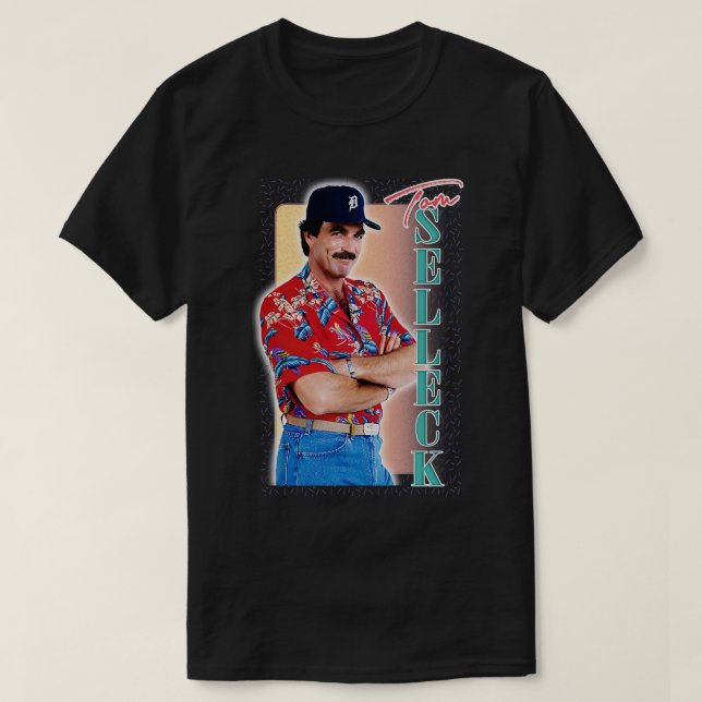 Camiseta Tom Selleck anos 80 Design estético 3 (Frente do Design)