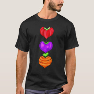 Camiseta Tomate Berinjela E Cenoura Em Formato De Corações