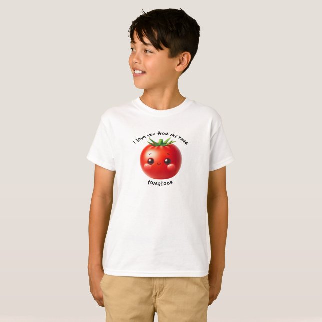Camiseta Tomate Bonito, Eu Te Amo De Tomates De Cabeça (Frente Completa)