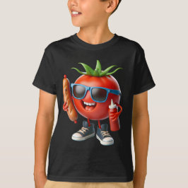 Camiseta Tomate com Ketchup e salsicha