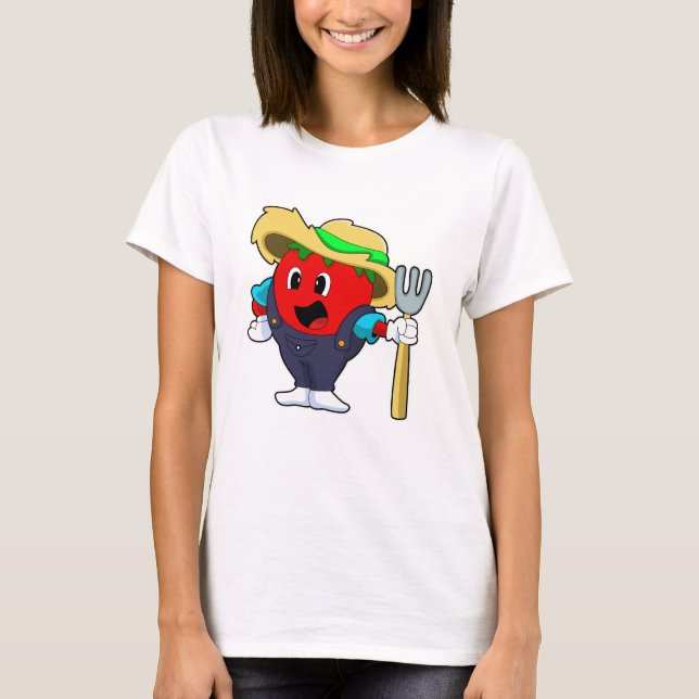 Camiseta Tomate como agricultor com Rake (Frente)