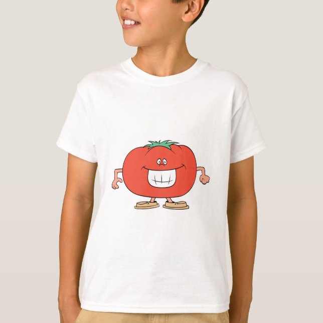 Camiseta tomate de desenho animado feliz e bobo (Frente)