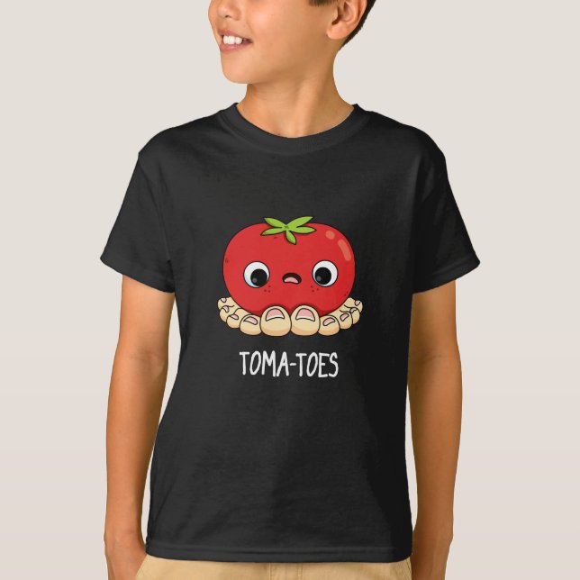 Camiseta Tomate Engraçado Toma com Toes Pun Dark BG (Frente)