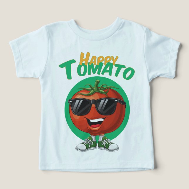 Camiseta Tomate Feliz - Celebração do Dia Mundial do Vegan (Design frontal)