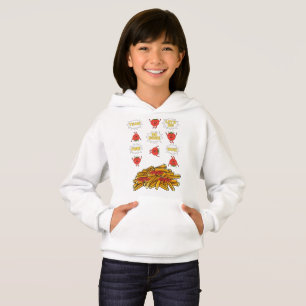 Camiseta tomate saltando para batatas fritas, desenho anima