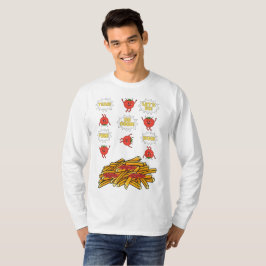 Camiseta tomate saltando para batatas fritas, desenho anima