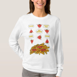 Camiseta tomate saltando para batatas fritas, desenho anima