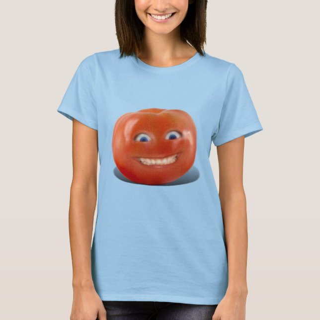 Camiseta Tomate Sorridente de Rosto Feliz (Frente)