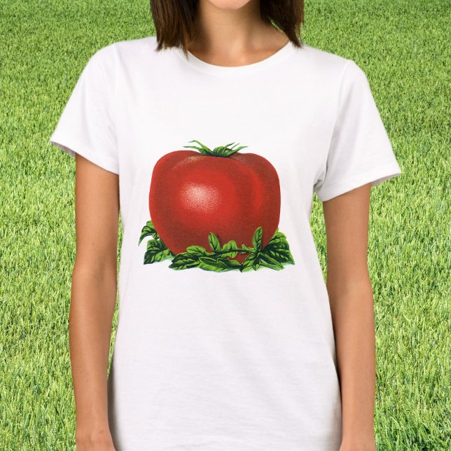 Camiseta Tomate Vermelho Maduro Vintage, Legumes e Frutas (Criador carregado)