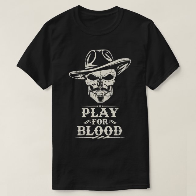 Camiseta Tombstone Doc Holiday Play para Sangue (Frente do Design)