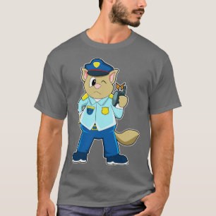 Camiseta Tomcat como agente da polícia com microfone unifor