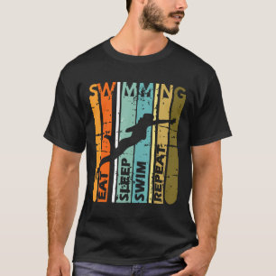 Camiseta Tome a Natação do sono Repetir Nadador Engraçado V