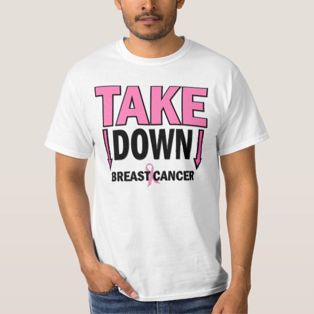 Camiseta TOME PARA BAIXO o cancro da mama (Frente)