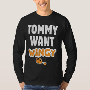 Camiseta Tommy Quer Frango Engraçado da Wingy Tommy é engra