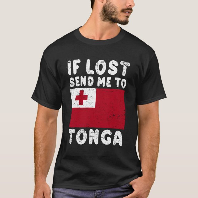 Camiseta Tonga Flag Se Perdido Me Enviar Para Tonga (Frente)