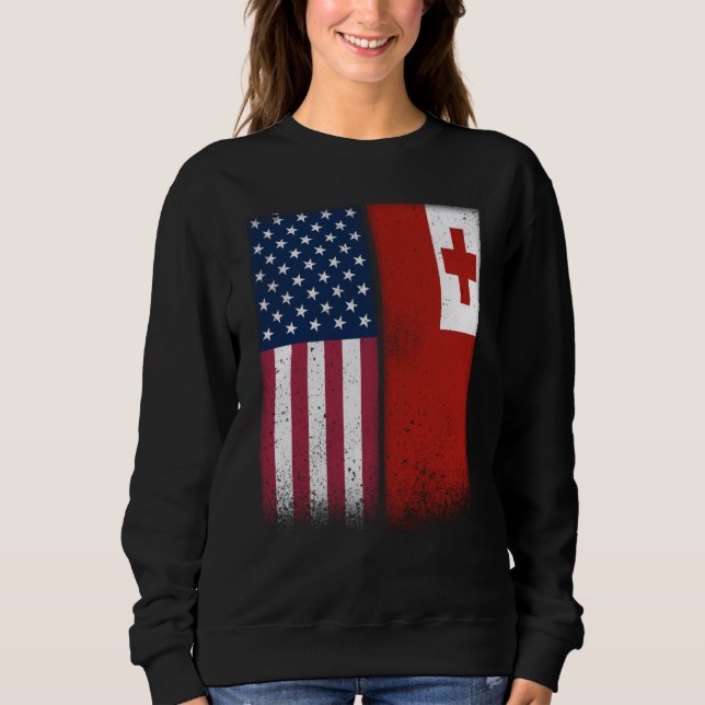 Camiseta Tonga Tongan American Flags Proud USA Tonga (Frente)
