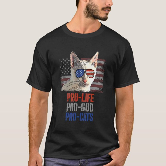 Camiseta Tonquinês Cat Pro Life Pro God Pro Cats American F (Frente)