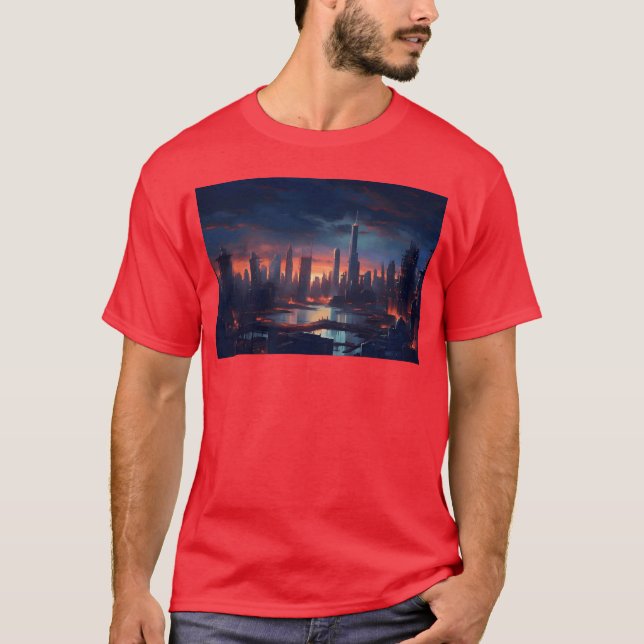Camiseta Tons ciberpunk neon pós-apocalíptico de Chicago me (Frente)