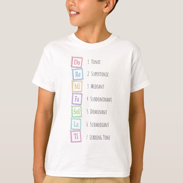 Camiseta Tons da escala Solfeggio Musical Baby Blocks (Frente)