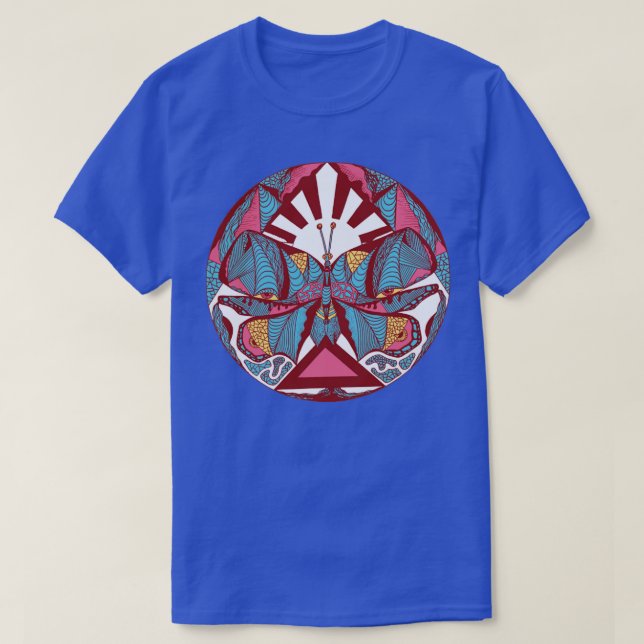 Camiseta Tons de Pastel Borboleta Abstrato (Frente do Design)