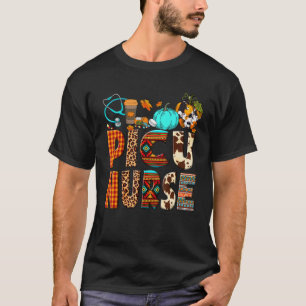 Camiseta Tons Retro de Outono Plaid Leopardo Enfermeira PIC