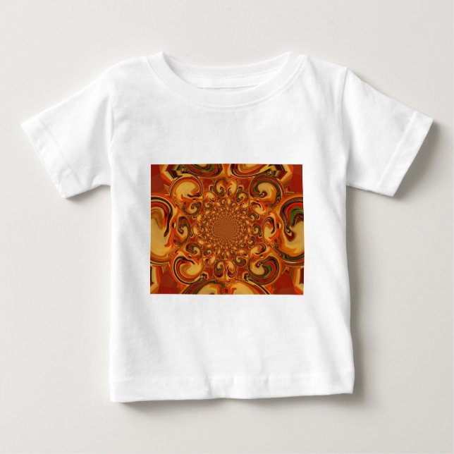 Camiseta Tons verdes, cor de laranja, castanho e Abstrato (Frente)