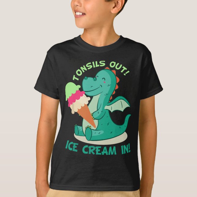 Camiseta Tonsillectomia Cirurgia Tonsils lança Sorvete em (Frente)