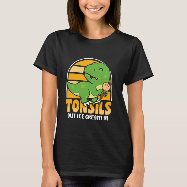 Camiseta Tonsillectomia T Rex Dinossaur Dino Tonsil Remoção (Frente)