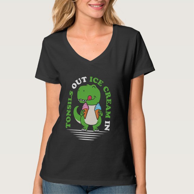 Camiseta Tonsillectomia T Rex Dinossaur Dino Tonsil Remoção (Frente)