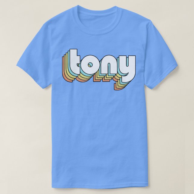 Camiseta Tony Retro Rainbow Tipografia Estilo Desvanecido (Frente do Design)