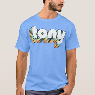 Camiseta Tony Retro Rainbow Tipografia Estilo Desvanecido