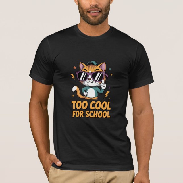 Camiseta Too Cool for School Cat (Frente)
