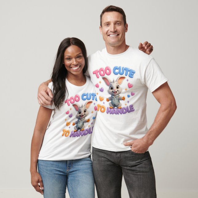 Camiseta Too Cute to Handle Funny Kawaii Bunny Cartoon (Unissex)